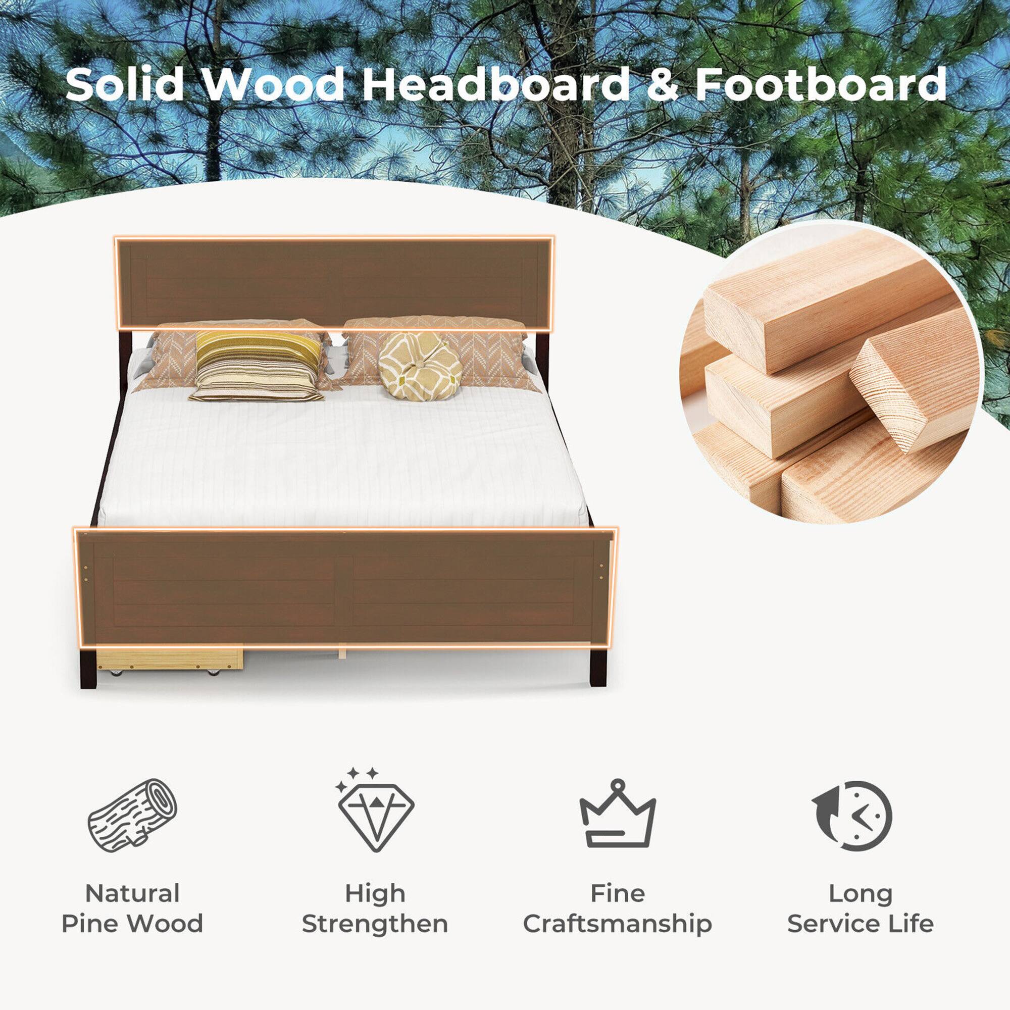 Solid Wood Headboard & Footboard

- Natural Pine Wood
- High Strengthen
- Fine Craftsmanship
- Long Service Life