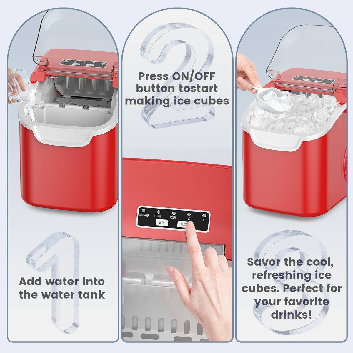 Electactic Portable Countertop 12/Q Bullet Ice Maker 26lbs/24h with 8 ...
