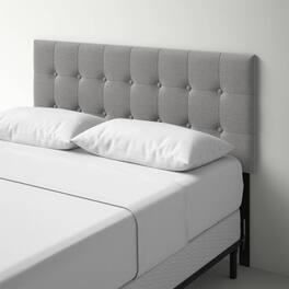 Hivvago - Queen Modern Classic Style Button-Tufted Headboard in Grey Upholstered Fabric - Gray