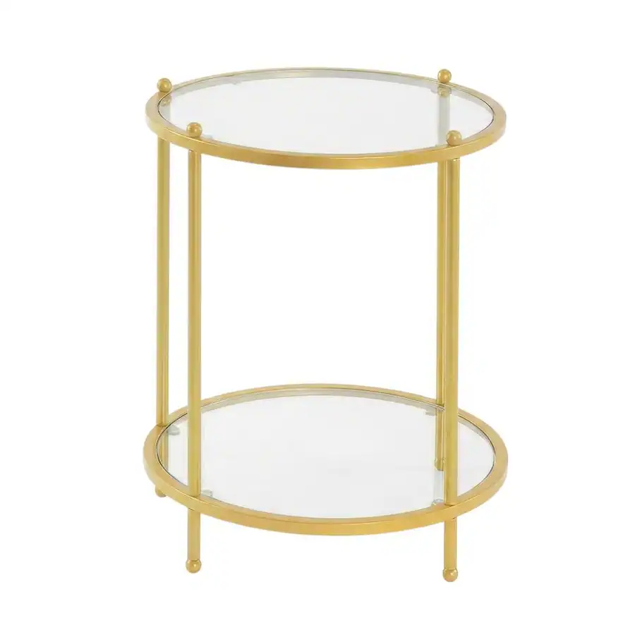 Two Round Table FurniFact Round Two Tier End Table with Modern Design and Sturdy Frame ...