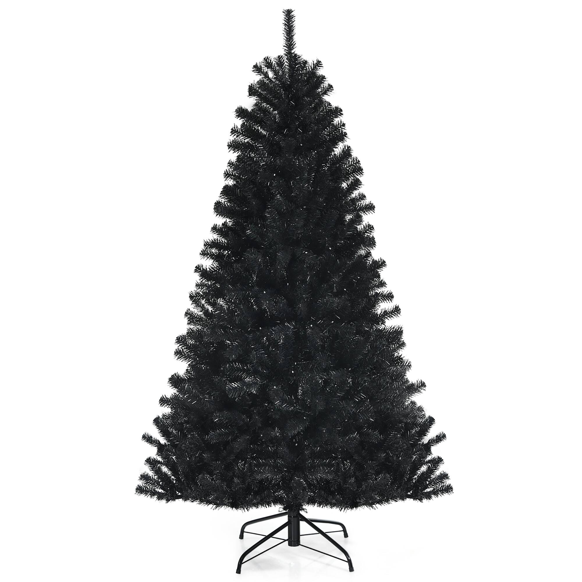 Alt View 21. Costway - 6ft Pre-lit PVC Christmas Halloween Tree w/ 250 Purple LED Lights - Black.