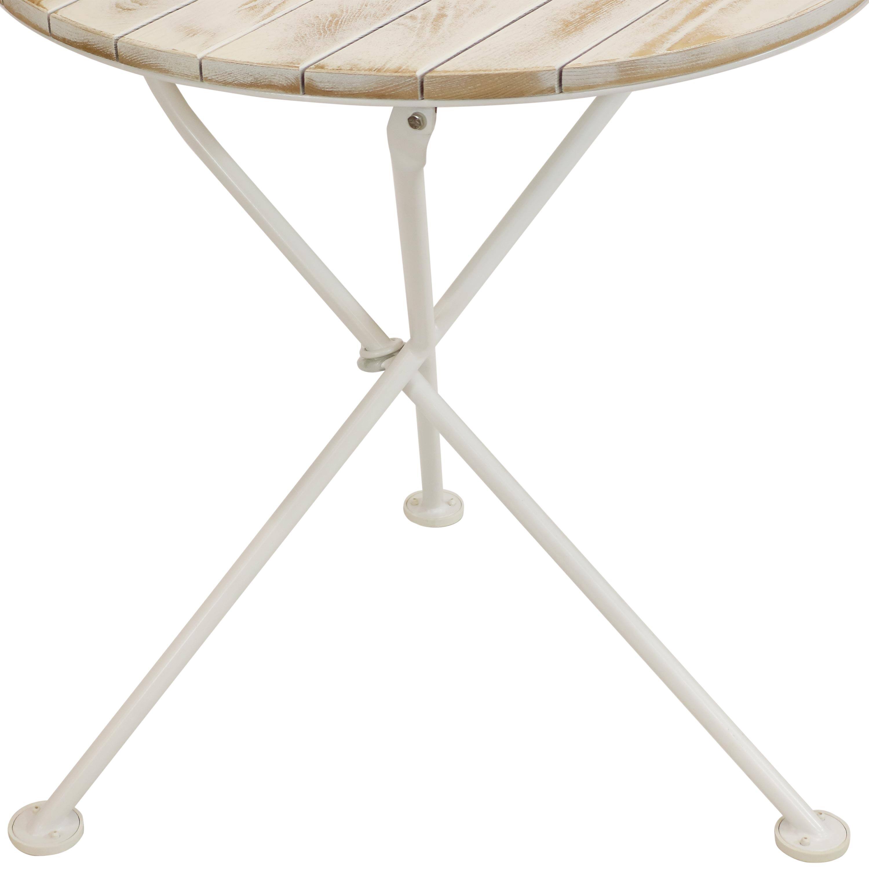 Alt View 8. Sunnydaze - 28 in French Country Chestnut Round Patio Bistro Dining Table - White.
