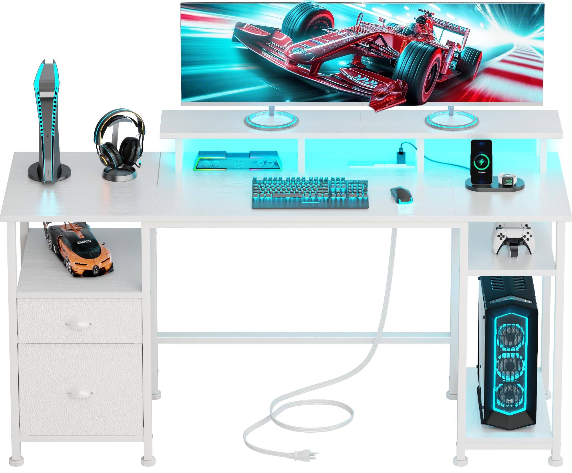 White 61in with Outlets