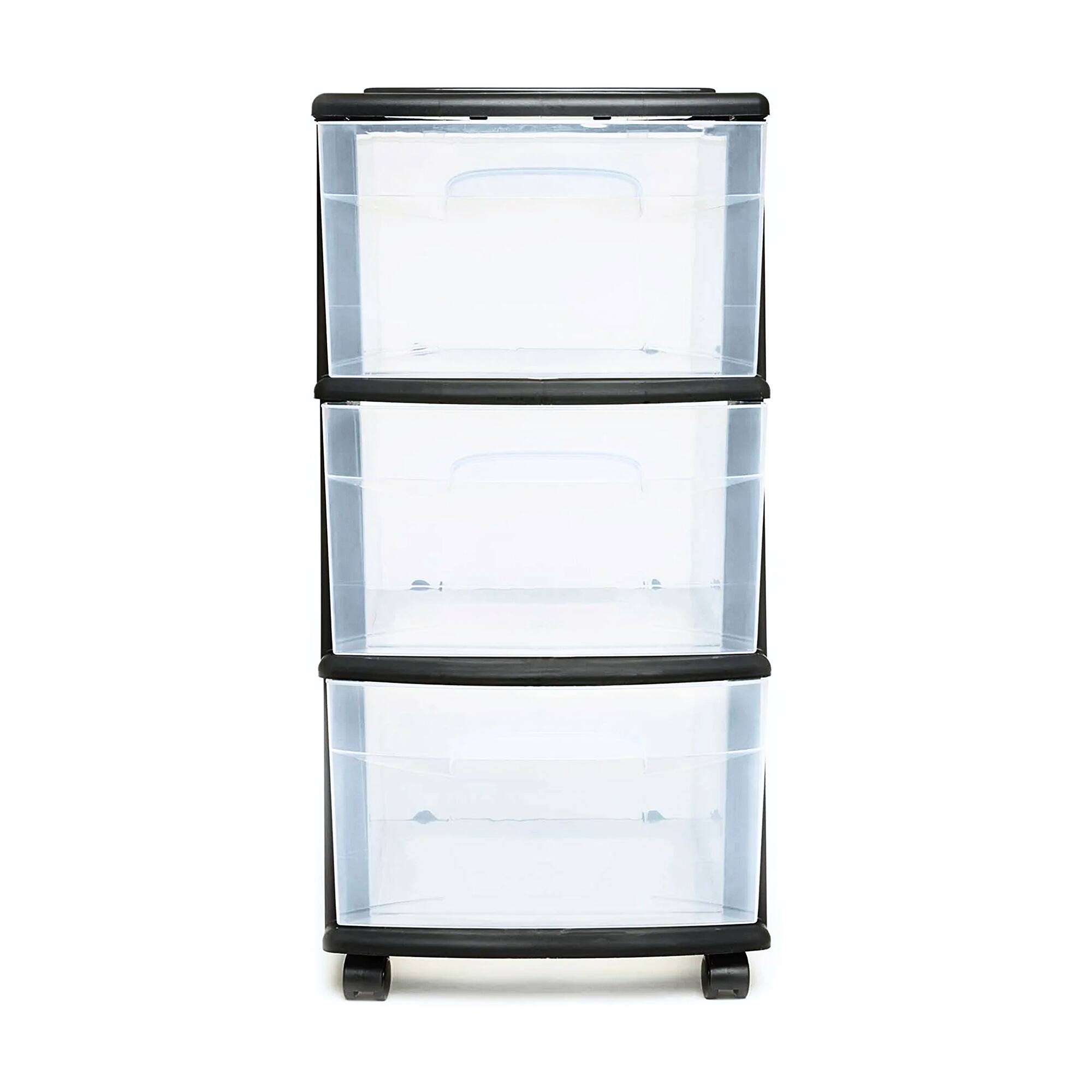 Alt View 8. Homz - Homz Plastic 3 Drawer Medium Storage Tower, Clear Drawers & Black Frame (2 Pack).
