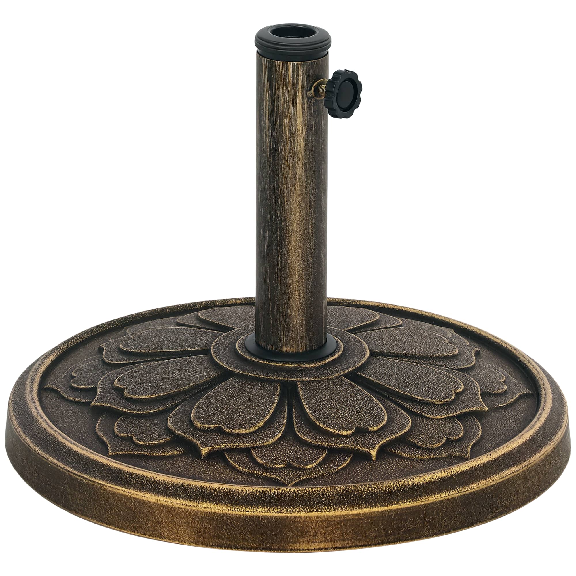 Outsunny - Round Patio Umbrella Base, 26 lbs Resin Outdoor Umbrella Stand Base, Patio Umbrella Stand for 1.3"/1.5"/1.9" Umbrella - Bronze