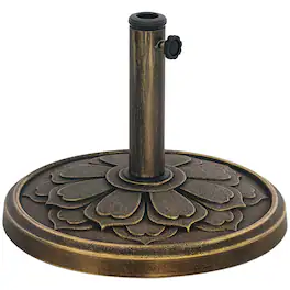 Outsunny - Round Patio Umbrella Base, 26 lbs Resin Outdoor Umbrella Stand Base, Patio Umbrella Stand for 1.3"/1.5"/1.9" Umbrella - Bronze
