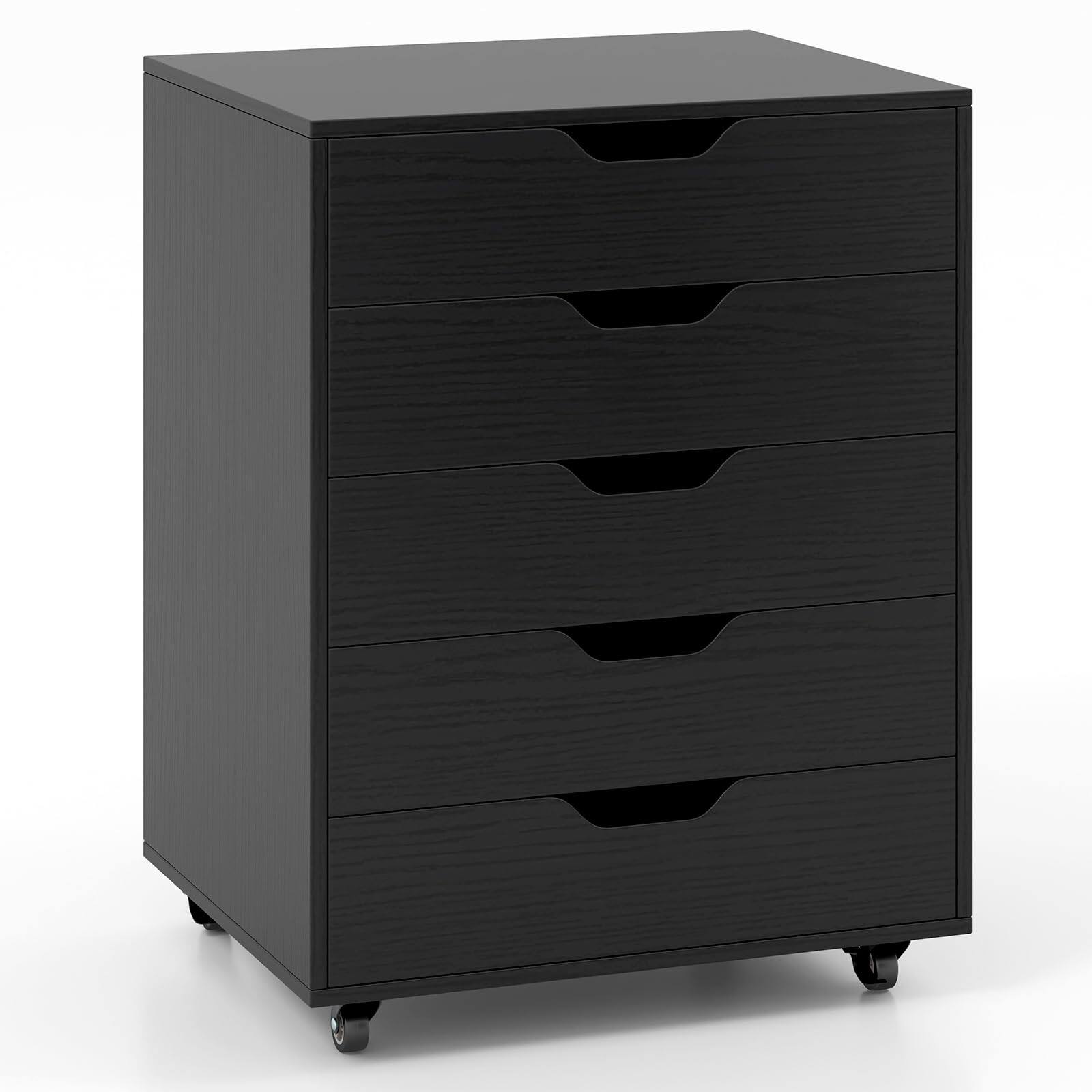 Front. Ecooso - 5-Drawer Mobile File Cabinet with Wheels, Vertical Storage Organizer for Home Office.