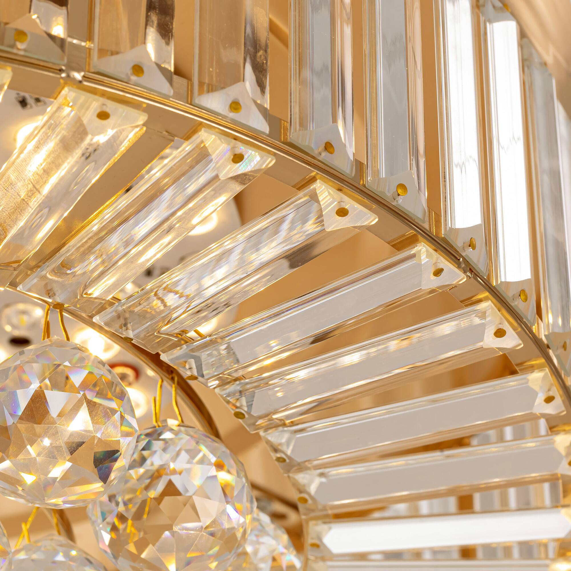 Alt View 10. Siljoy - 48-Inch Gold Modern Crystal Retractable Ceiling Fan with LED Light for Living Room Bedroom Kitchen - Gold.