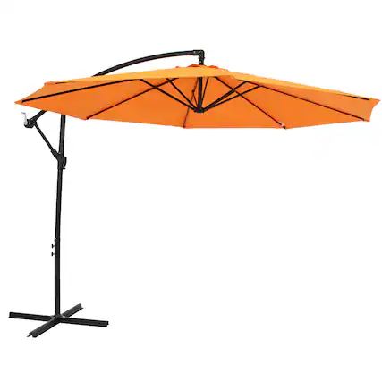 Front. Sunnydaze - 9.5 ft Cantilever Offset Patio Umbrella with Crank - Tangerine.