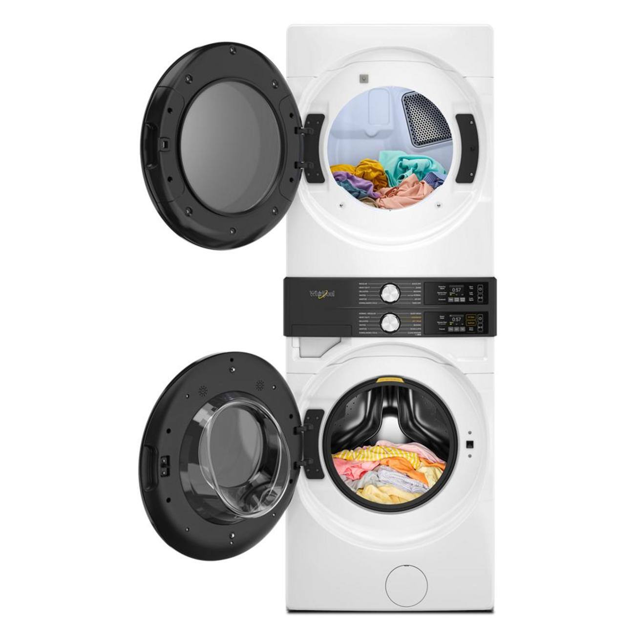 Angle. Whirlpool - Smart Front Load Laundry Tower 4.5 Cu. Ft. Washer and 7.4 Cu. Ft. Electric Dryer with UV Clean Technology - White.