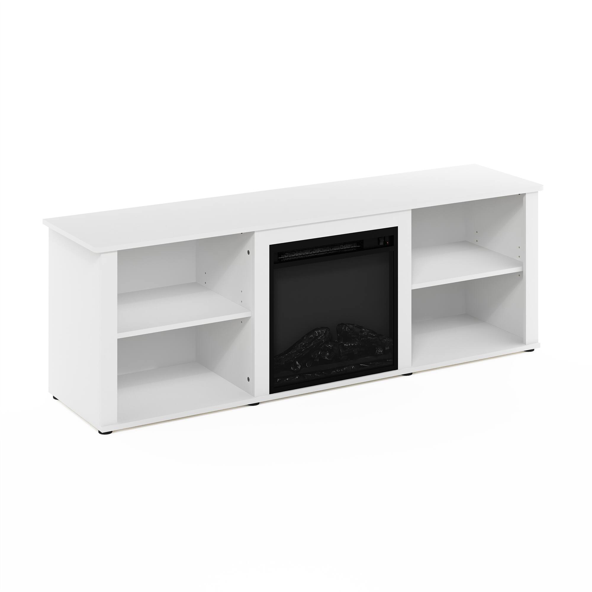 Alt View 3. Furinno - Classic 70 Inch TV Stand with Fireplace - Solid White.