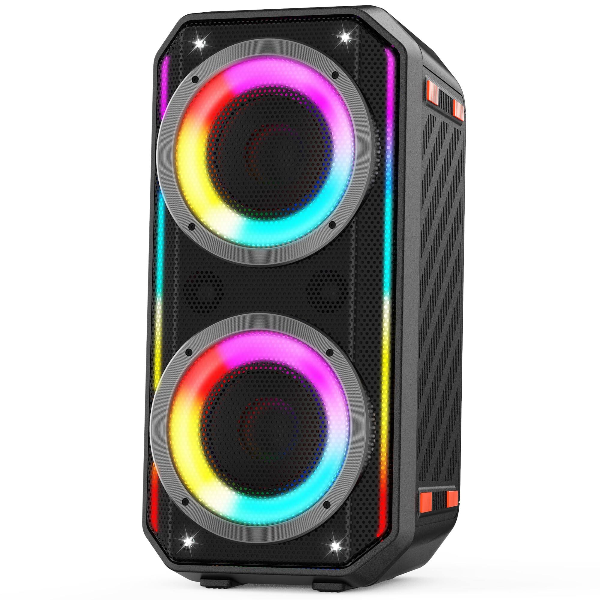TECH SAFARI - Power Wireless Boombox Speakers With Deep Bass Portable Loud Stereo Sound Large Subwoofer Led Light Show Fo - Default