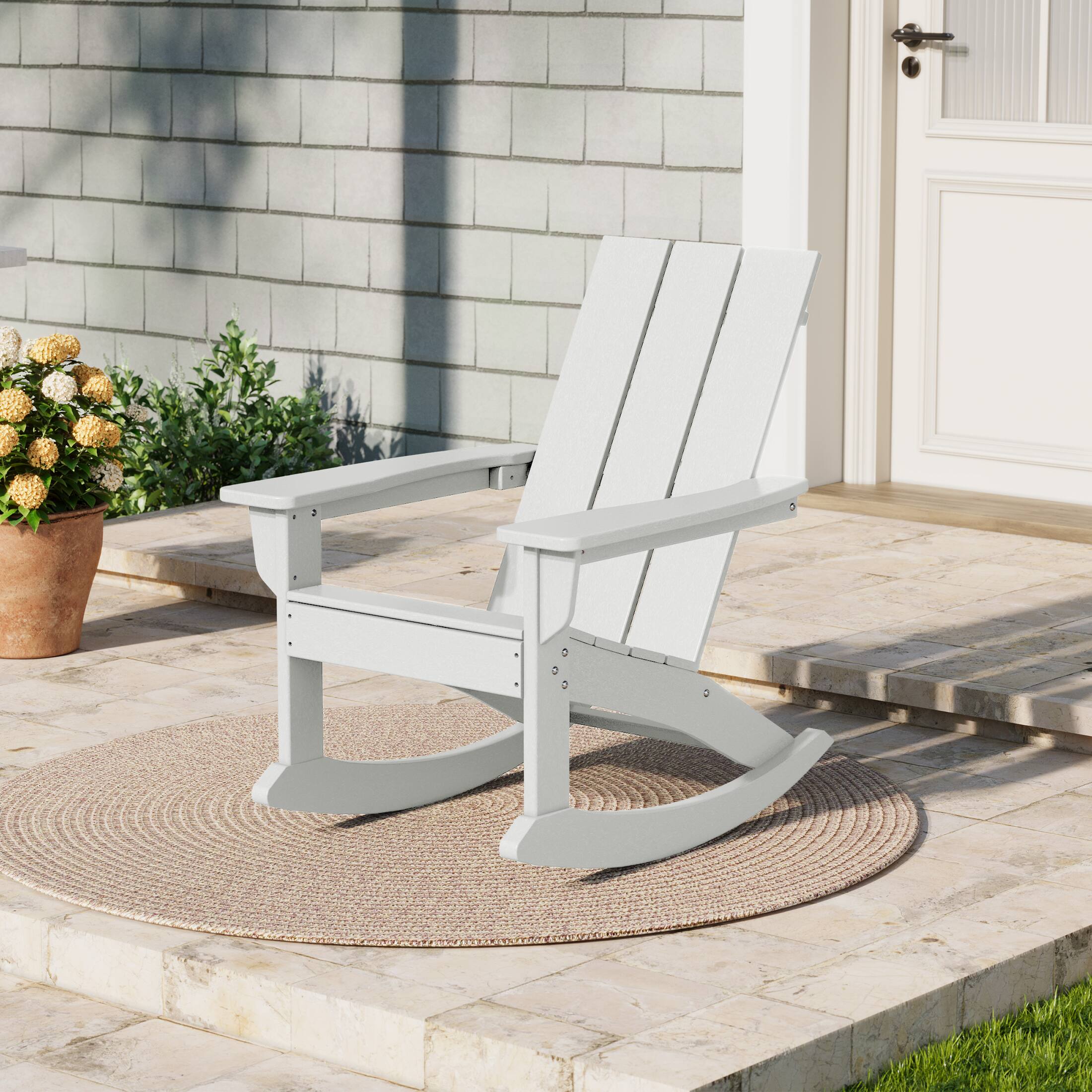 Angle. WestinTrends - WestinTrends Ashore Outdoor Patio Modern Adirondack Rocking Chair - White.