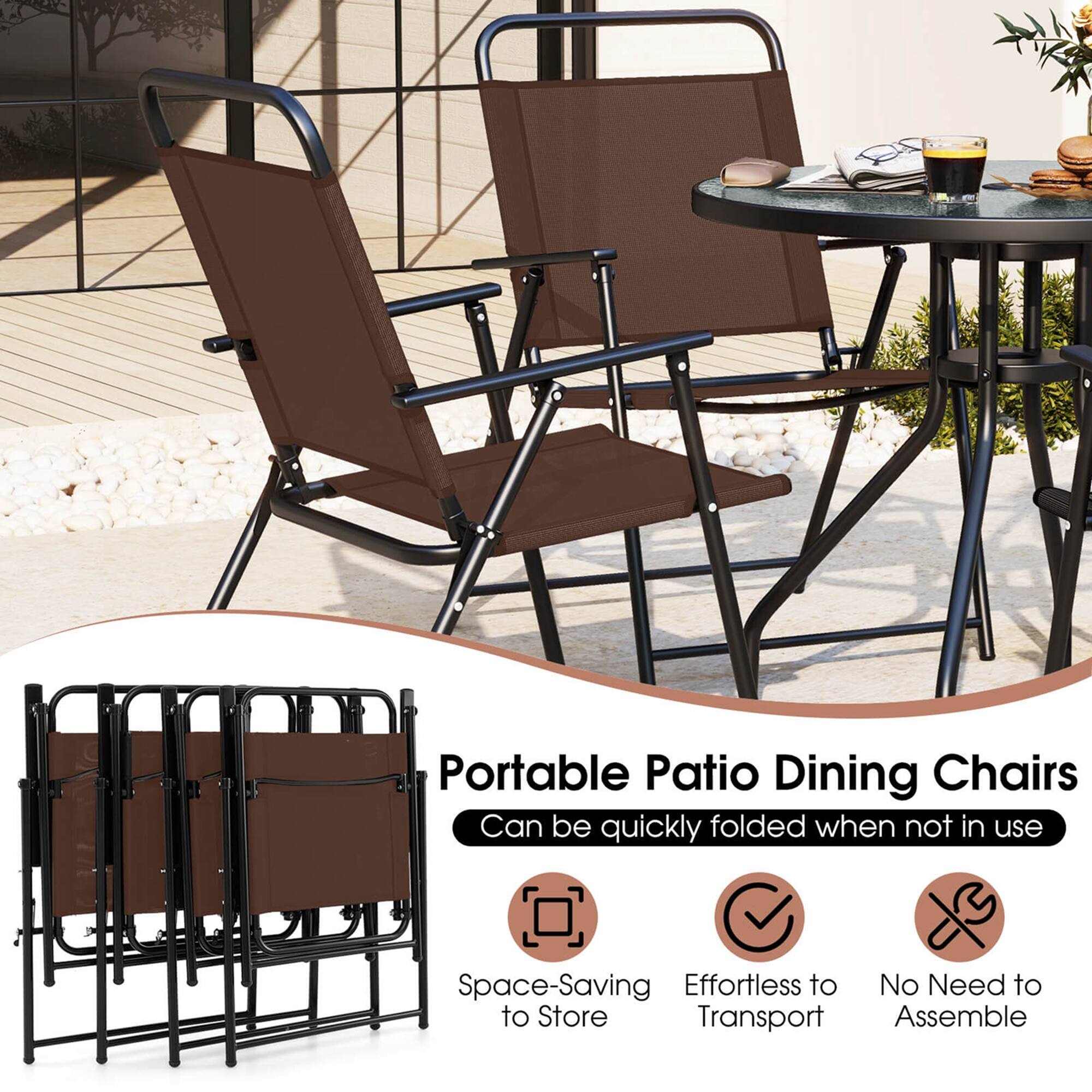 Portable Patio Dining Chairs: Quickly Folded When Not in Use, Space-Saving, Effortless to Store, Transport, and Assemble.
