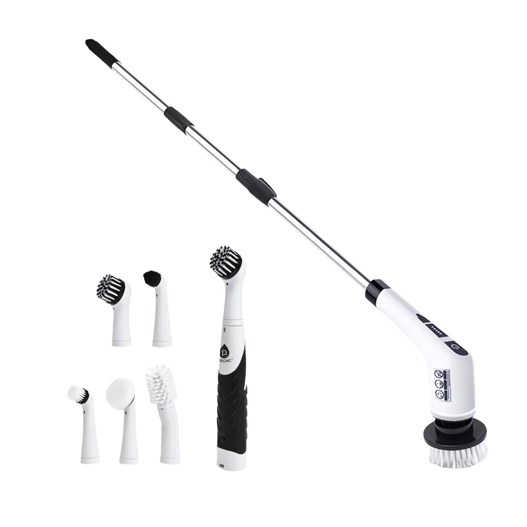 Pursonic - Cordless Cleaning Power Bundle – Includes Rechargeable Power Scrubber Brush with 7 Heads + Cordless Scrubber Cl