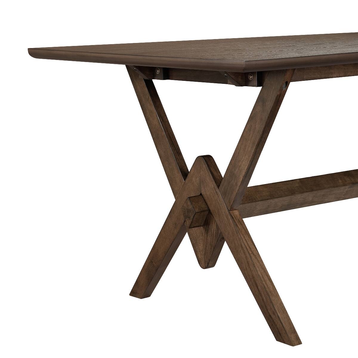 Alt View 3. Loheer - Loheer Walnut Dining Table with Double V Base, Seats Six - Walnut.
