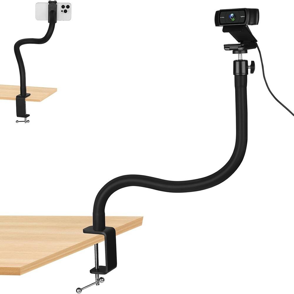 Front. Schertz - Webcam Stand for Desk, 50cm Gooseneck Arm Compatible with Logitech C920, C922, C930, BRIO, NexiGo, iPhone & Ring Light.