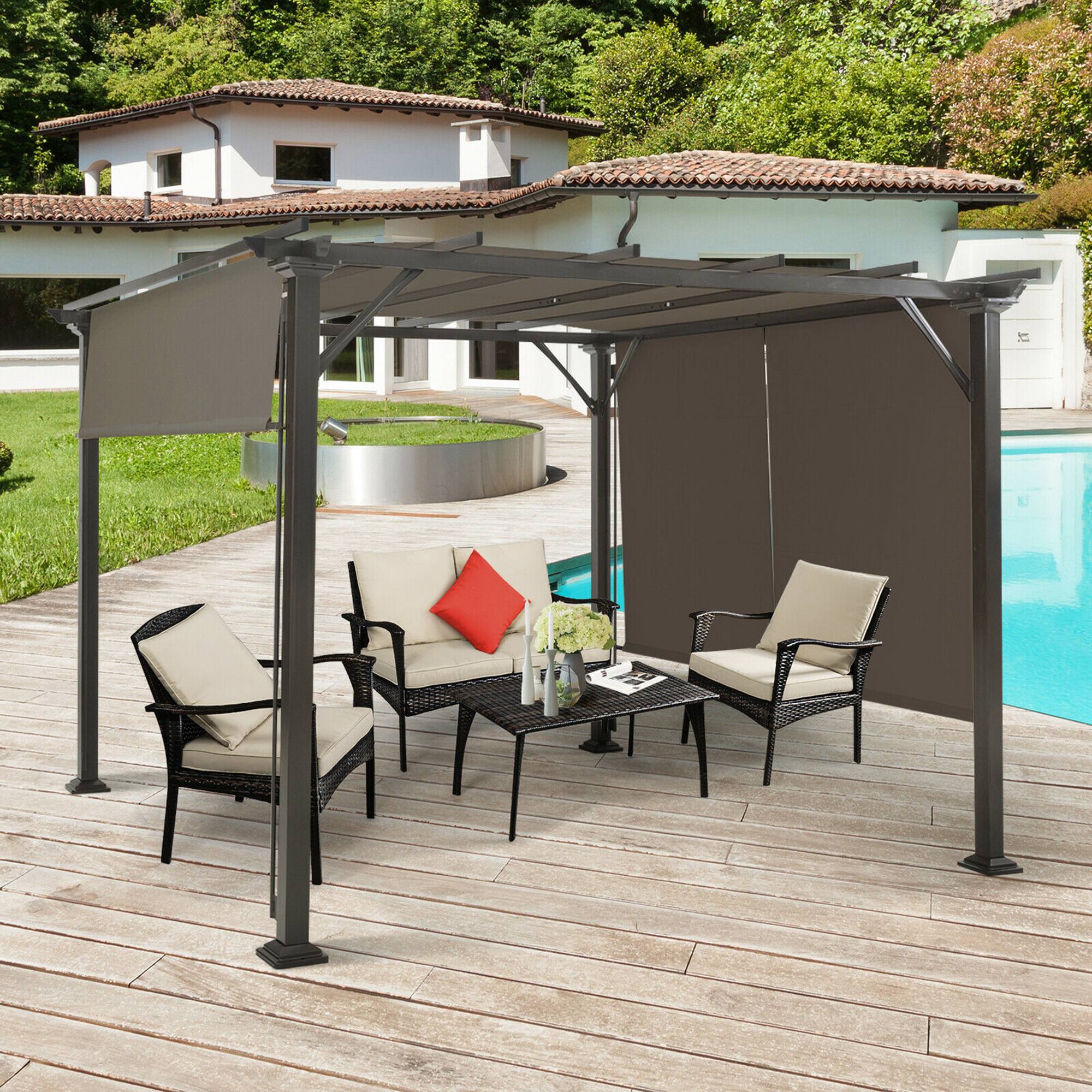 Alt View 1. Gymax - Gymax 2PCS 16x4 Ft Universal Replacement Canopy for Pergola Structure Sun Awning Brown - Brown.