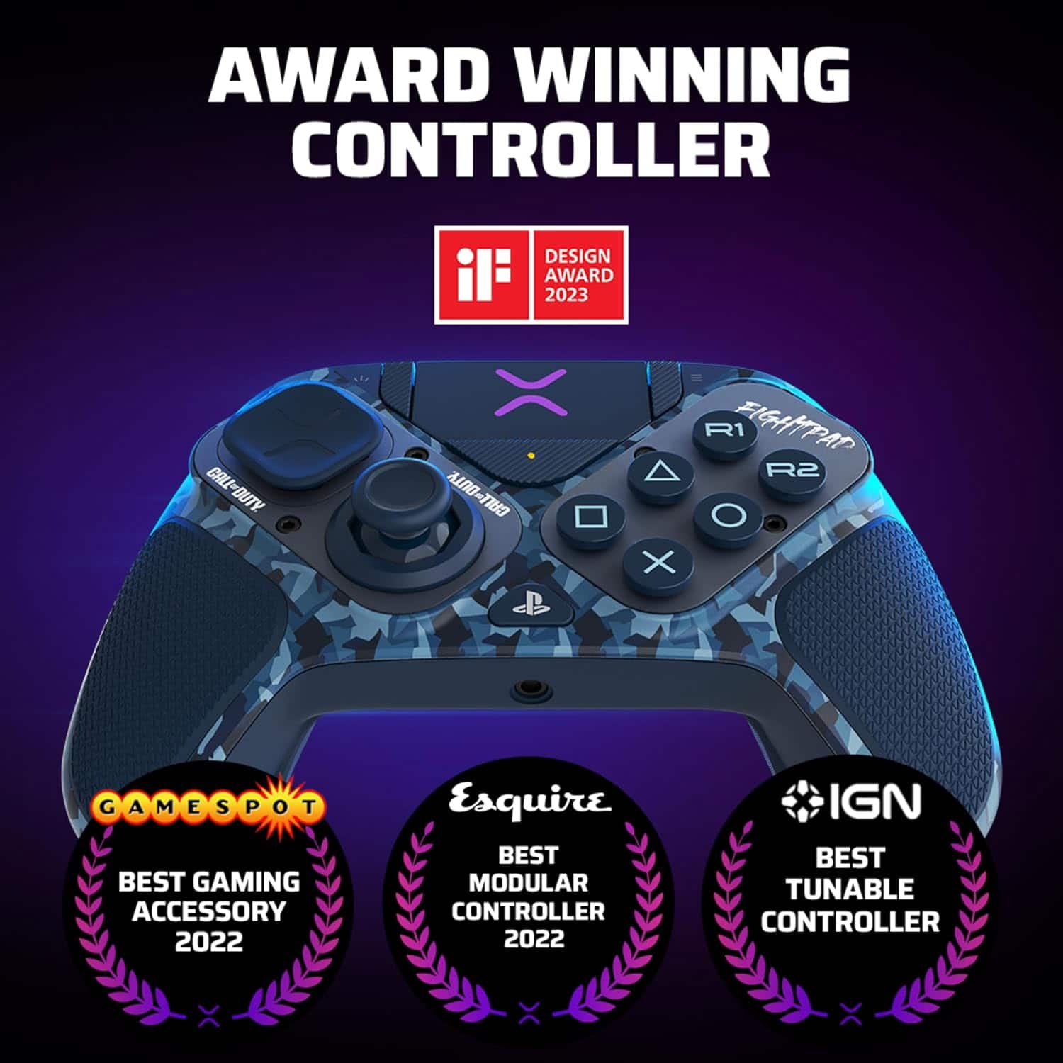Award Winning Controller Design: Ili 2023 Award Call-of-Duty Call-of-Duty X R1 Fighterpap R2 Gamespot Best Gaming Accessory 2022 Esquire Best Modular Controller 2022 IGN Best Tunable Controller 2022