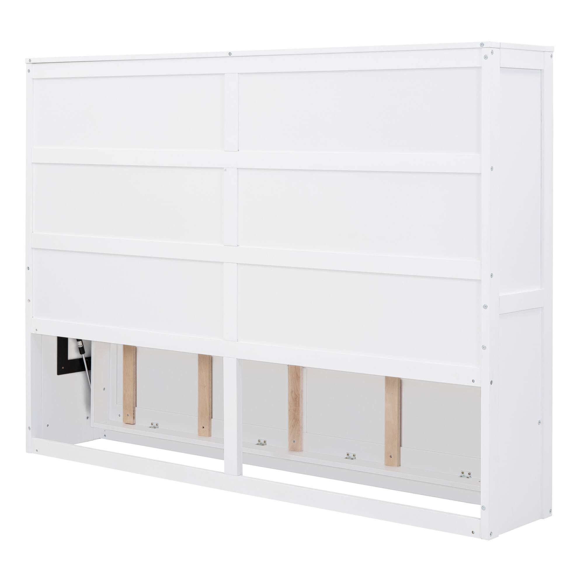 Alt View 5. Tiramisubest - Queen Size White Murphy Wall Bed, 82x68x69 inches, 191 lbs, Space-Saving & Comfortable - White.