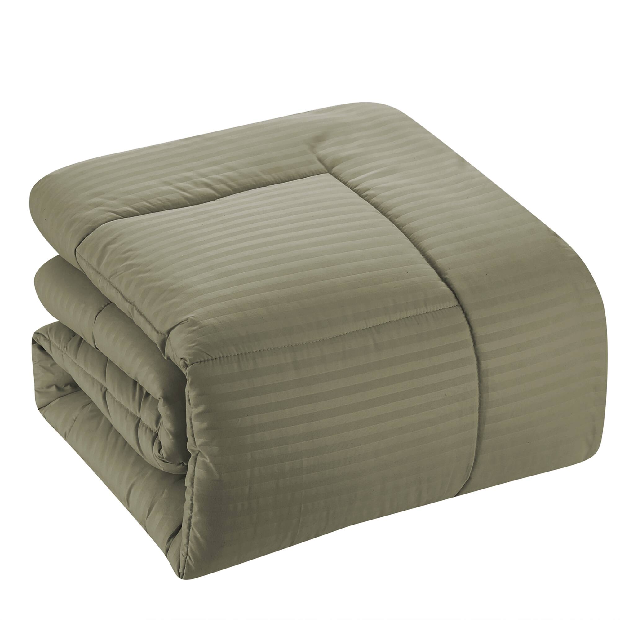 Left. Sweet Home Collection - 8 Piece Embossed Dobby Stripe Bed in a Bag All Season Complete Set with Sheets - King - Sage.