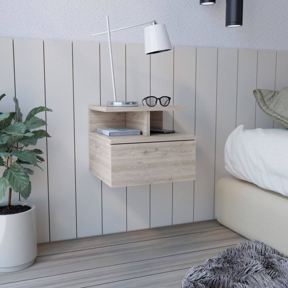 Alt View 2. TuHome - Adele Floating Nightstand Light Gray MDF - Gray.