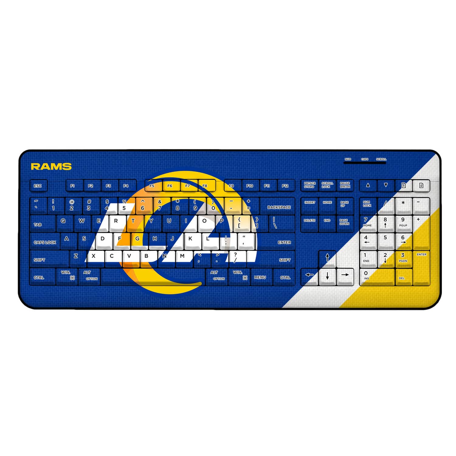 Keyscaper - Los Angeles Rams Diagonal Stripe Wireless Keyboard - Multicolor