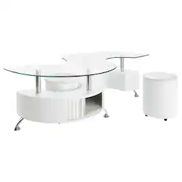 Coaster Co. of America - Buckley 3-piece Coffee Table and Stools Set High Gloss - White