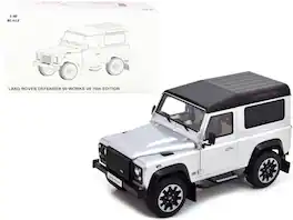 Land Rover Defender 90 Works V8 Silver Metallic with Gloss Black Top "70th Edition" 1/18 Diecast Model Car by LCD Models