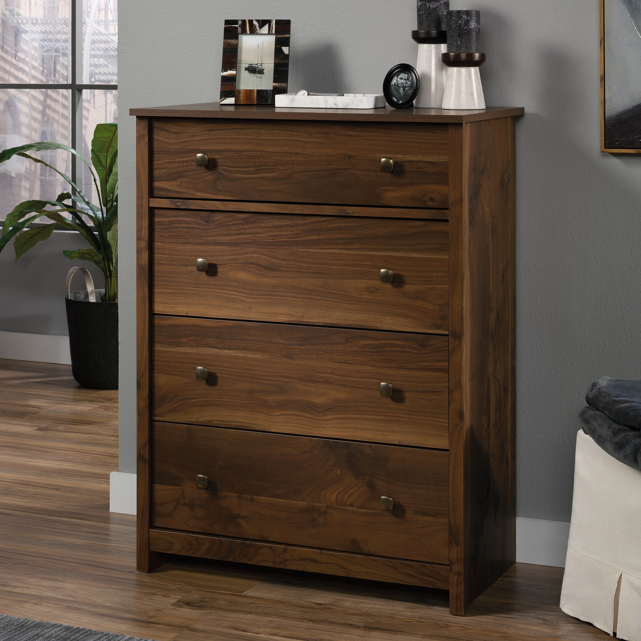 Sauder - River Ranch 4-Drawer Chest Dresser - Grand Walnut - Front_Zoom