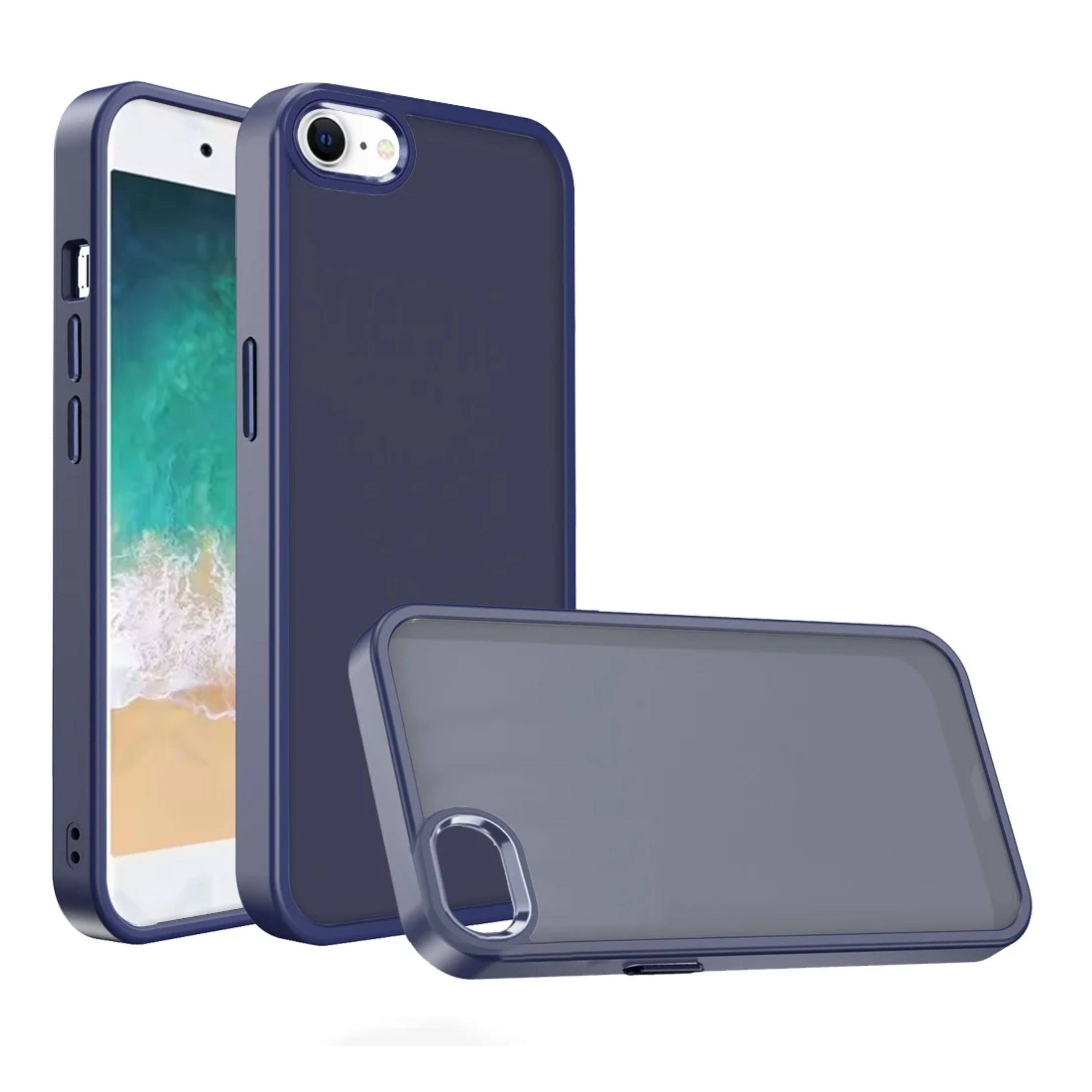 Kitcheniva - Rubberized Thick Acrylic Metal Buttons Phone Case With Tempered Glass For iPhone 16e/17e - Dark Blue price history on PriceWatchPro