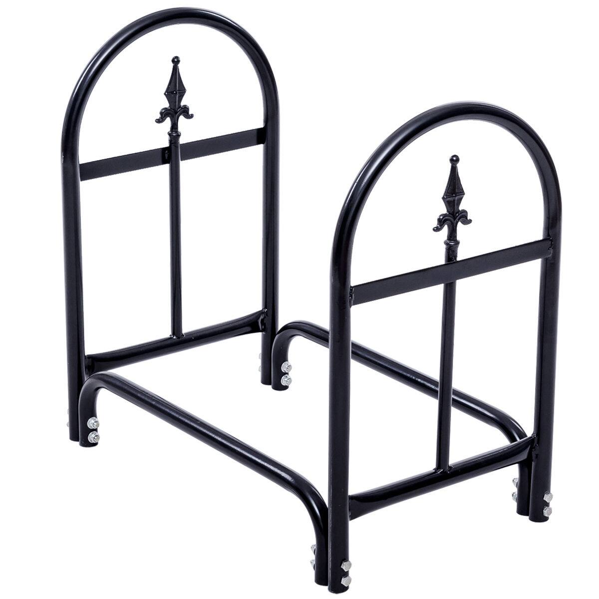 Alt View 4. SlickBlue - Heavy Duty 2-Foot Steel Firewood Storage Rack for Outdoor Use - Black.