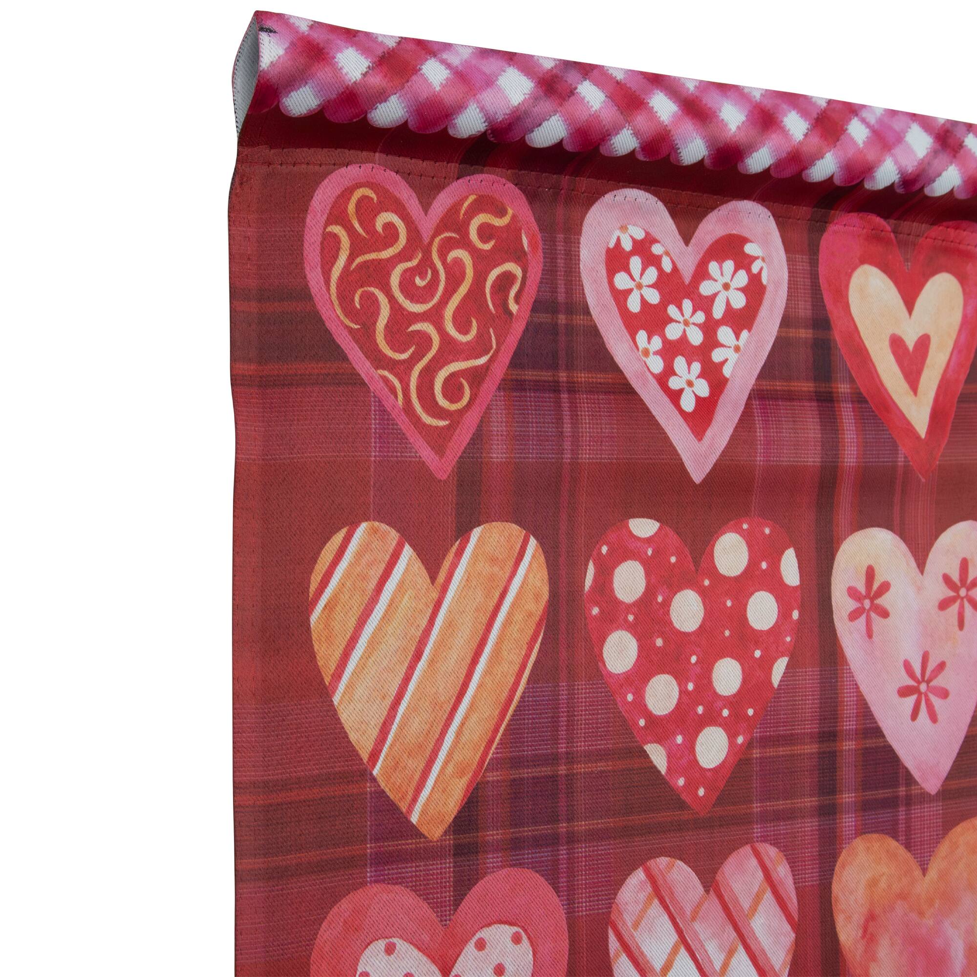 Alt View 6. Northlight - Be My Valentine Plaid and Heart Garden Flag 18" x 12.5" - Red.