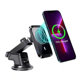 Entronix - Magnetic Suction Cup Car Phone Holder with Fast Wireless Charging - Black