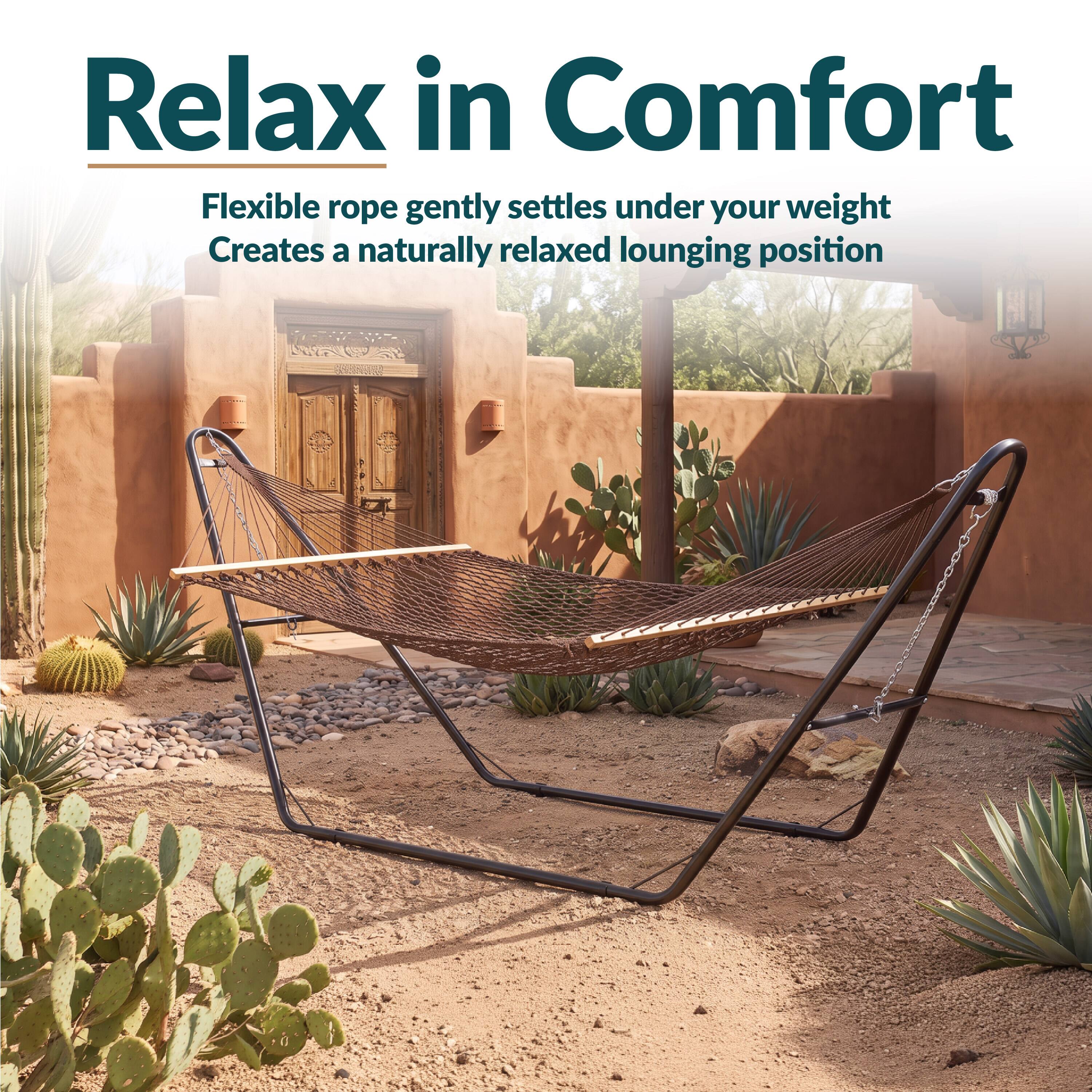 Relax in Comfort

Flexible rope gently settles under your weight  
Creates a naturally relaxed lounging position
