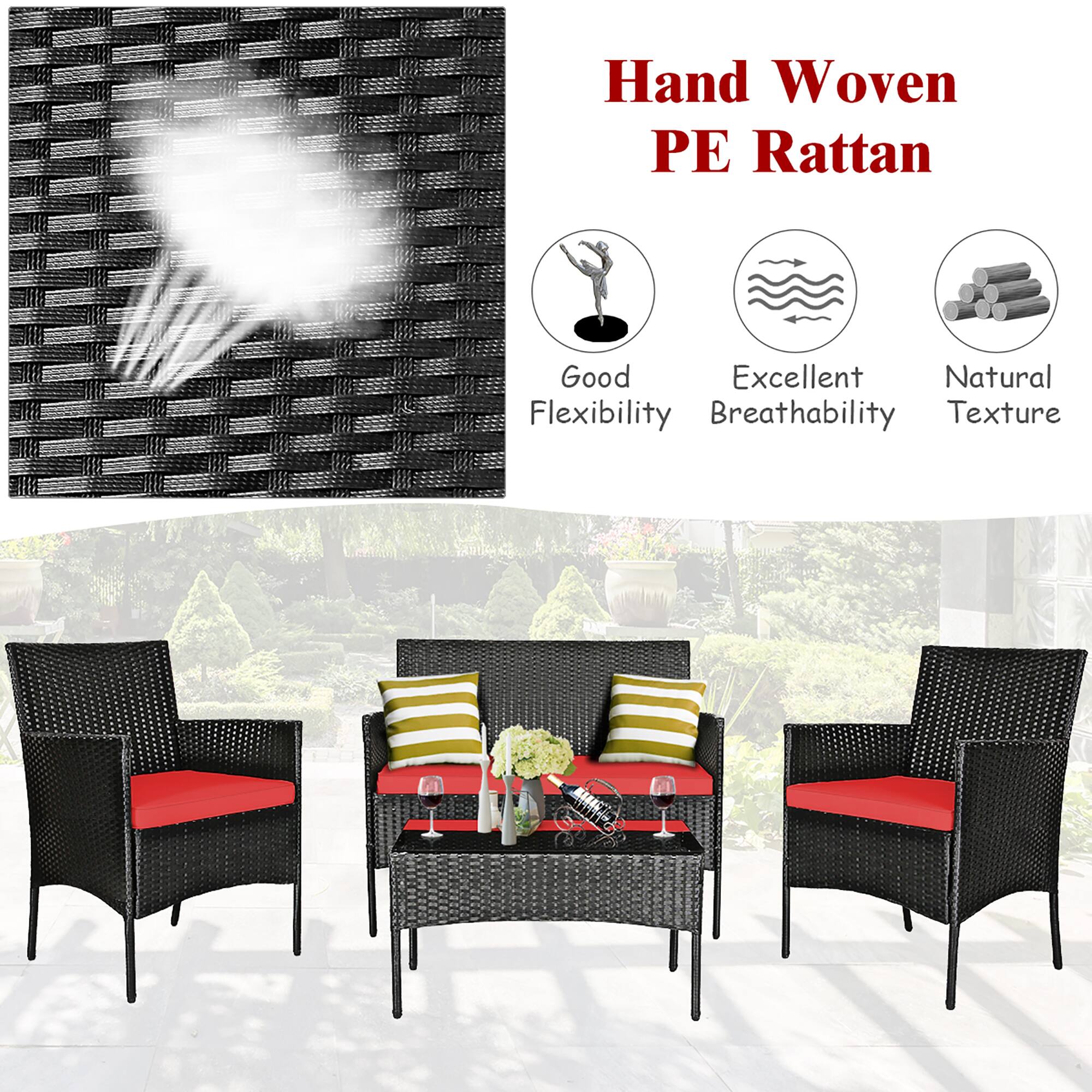 Hand Woven PE Rattan, Good Flexibility, Excellent Breathability, Natural Texture