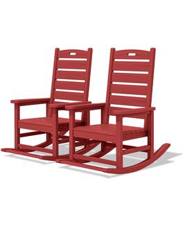 SERWALL - Outdoor Rocking Chair Set of 2, Oversized HDPE Rocker - Red