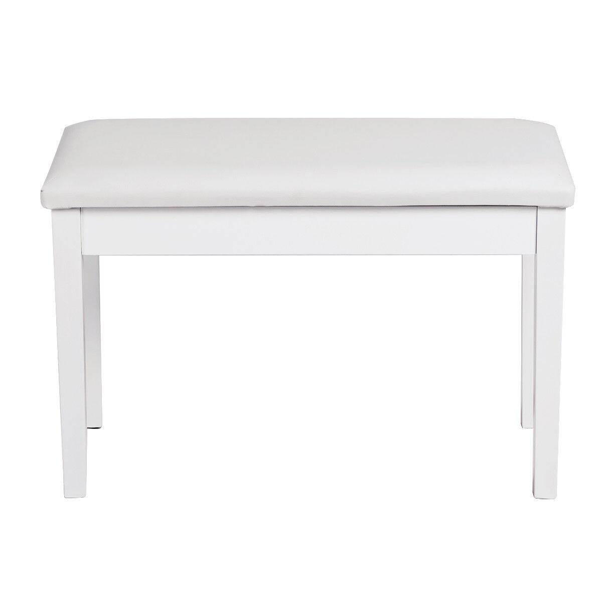 Alt View 5. Costway - Costway Solid Wood PU Leather Piano Bench Padded Double Duet Keyboard Seat Storage - White.