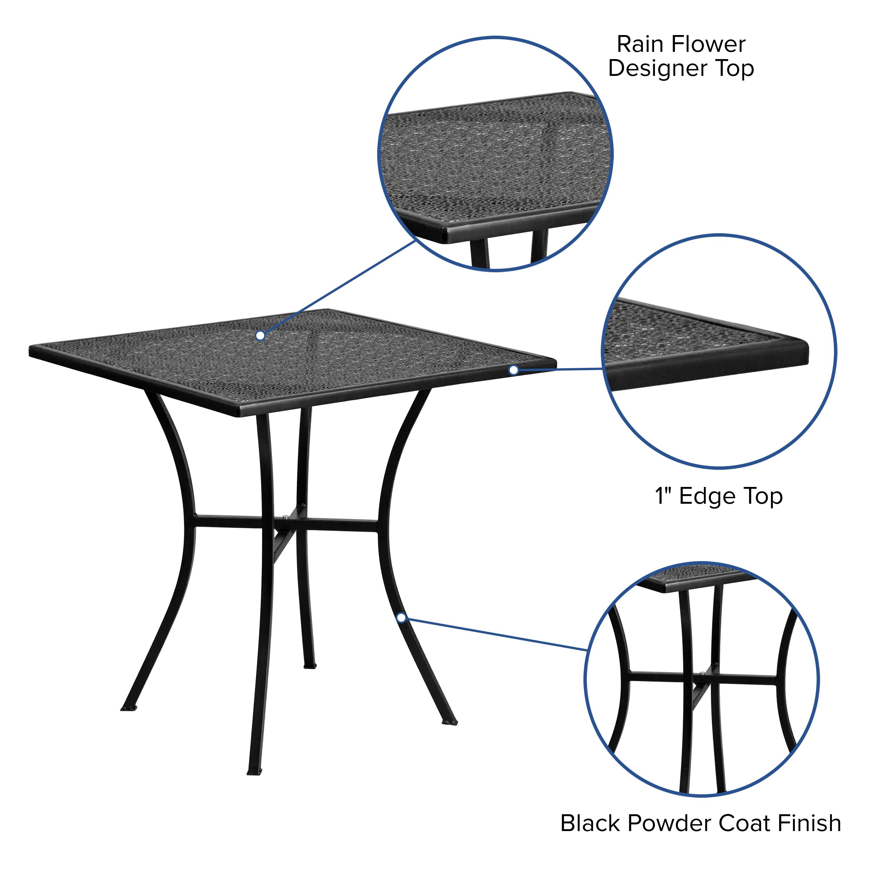 Rain Flower Designer Top  
1" Edge Top  
Black Powder Coat Finish