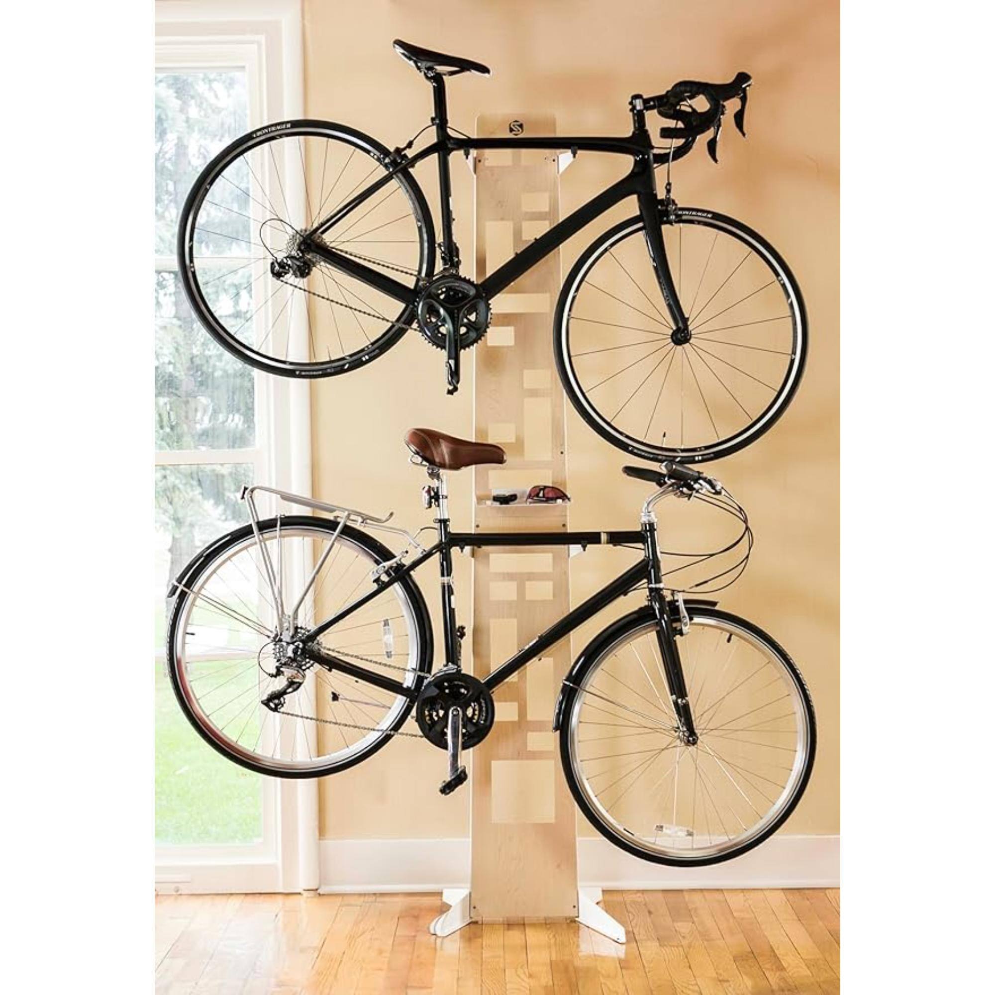 Alt View 4. Saris - The Hottie Two Bike Home Storage Stand - Freestanding Rack with Adjustable Cradles and Shelf - White.