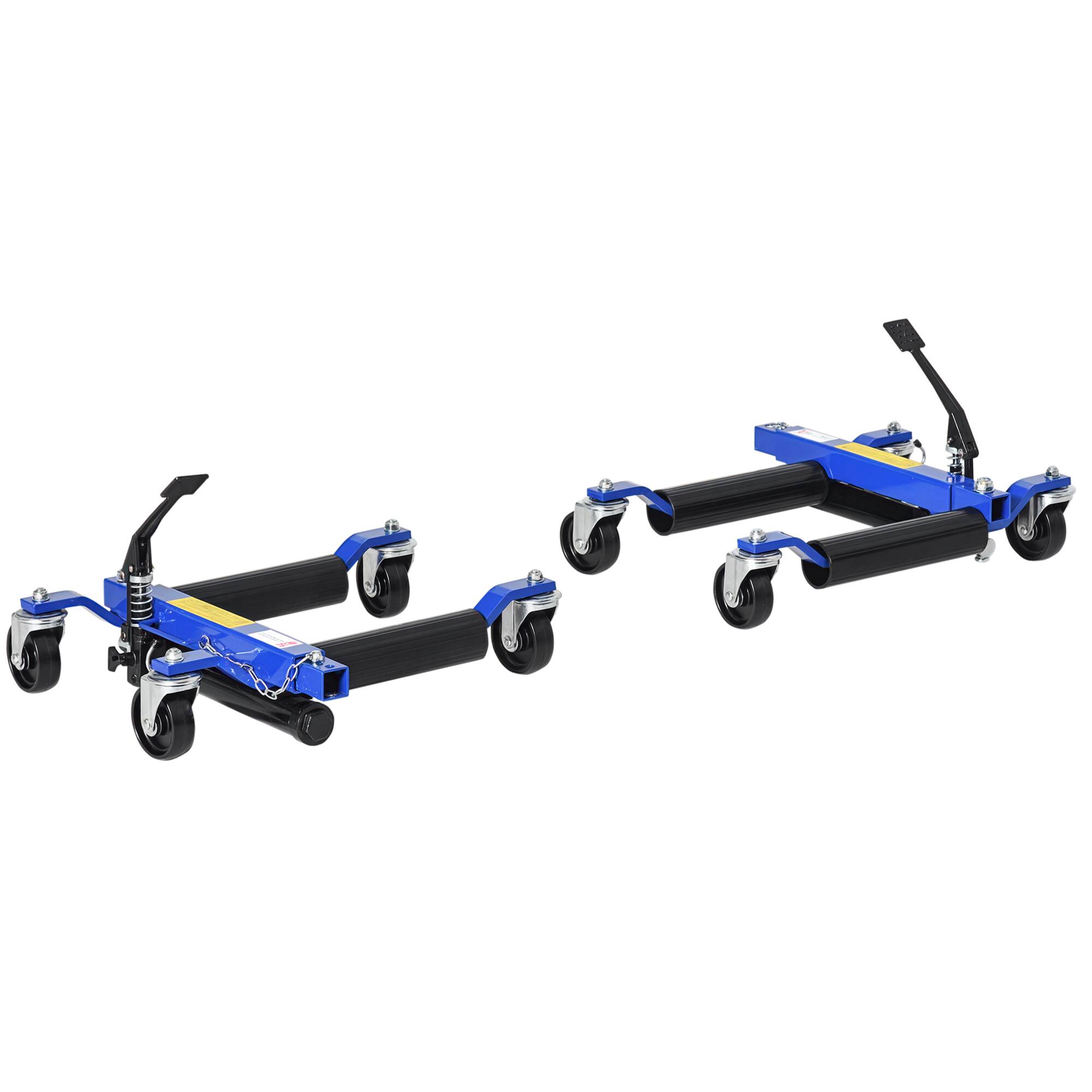 Durhand - Hydraulic Wheel Dolly Tire Jack with Ratcheting Foot Pedal for Vehicle Positioning for Car Truck RV Trailer - Blue