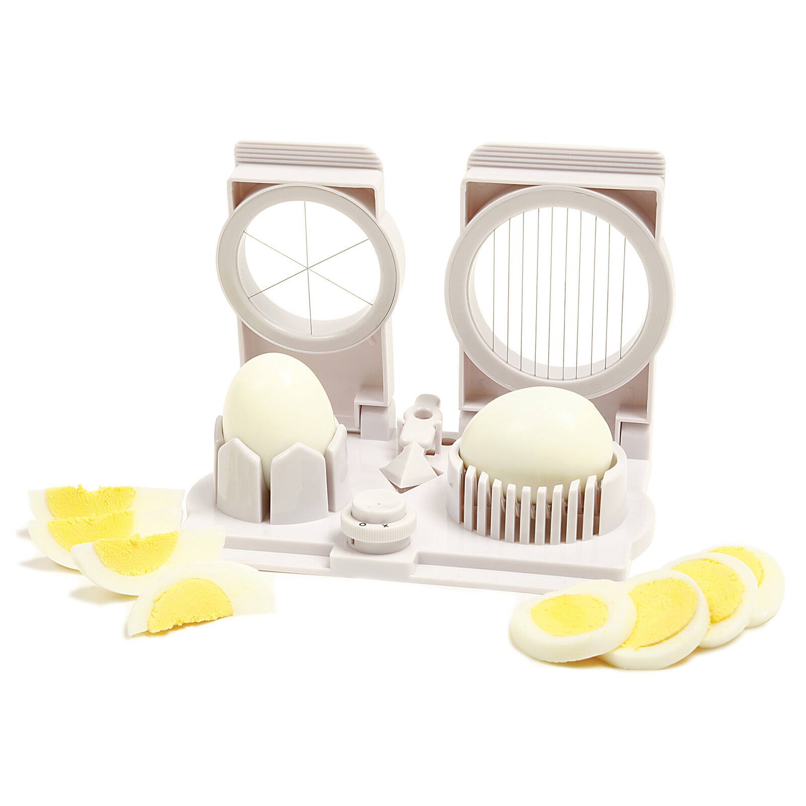 Front. Norpro - Multi Functional Egg Slicer, Wedger, Piercer and Garnish Tool, White - White.