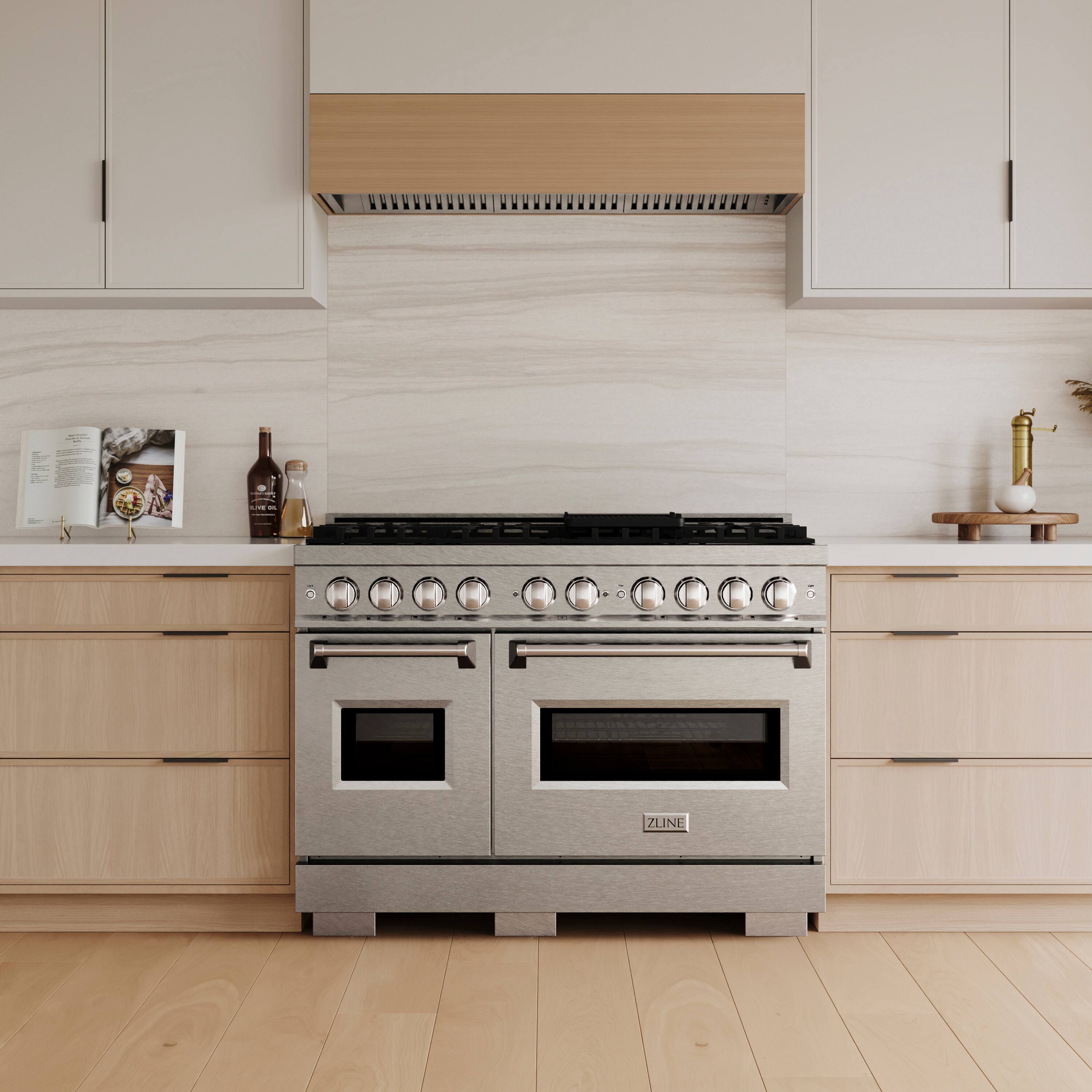 Alt View 7. ZLINE - 48 in. 6.7 cu. ft. Classic Freestanding Dual Fuel Range with 8 DuoPro Burners and Dual Ovens in Satin Stainless Steel - Satin Stainless Steel.
