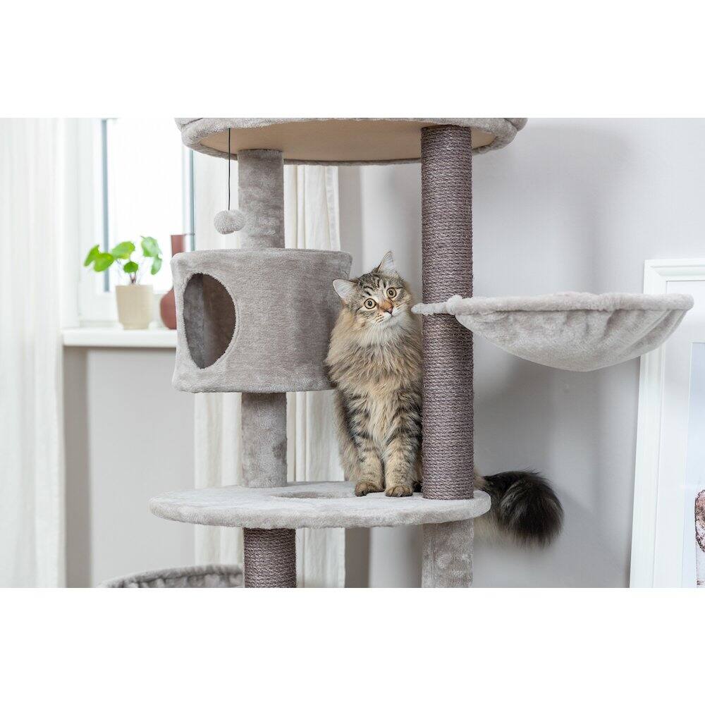 Alt View 5. TRIXIE - Anna Plush & Sisal Cat Tree Scratching Posts Condos Hammocks Perches Cat Toy - Gray.