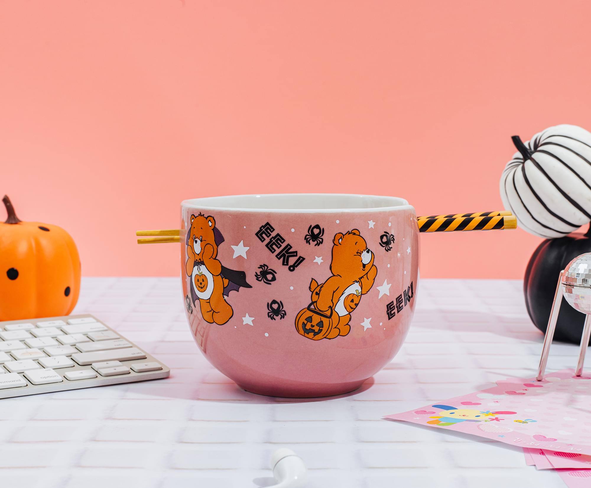 Alt View 2. Silver Buffalo - Care Bears Trick-or-Sweet Bear 20-Ounce Ceramic Ramen Bowl With Chopsticks - Pink.