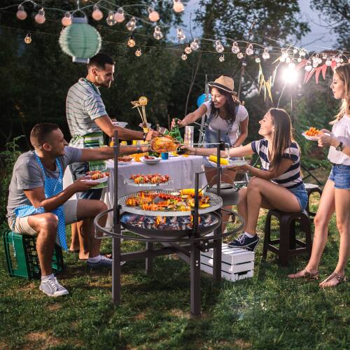 Alt View 7. Winado - 33in Fire Pit with Grills 2-in-1, Wood Burning Fire Pit with Adjustable Swivel Cooking Grate for Outdoor Picnic Party - Black.