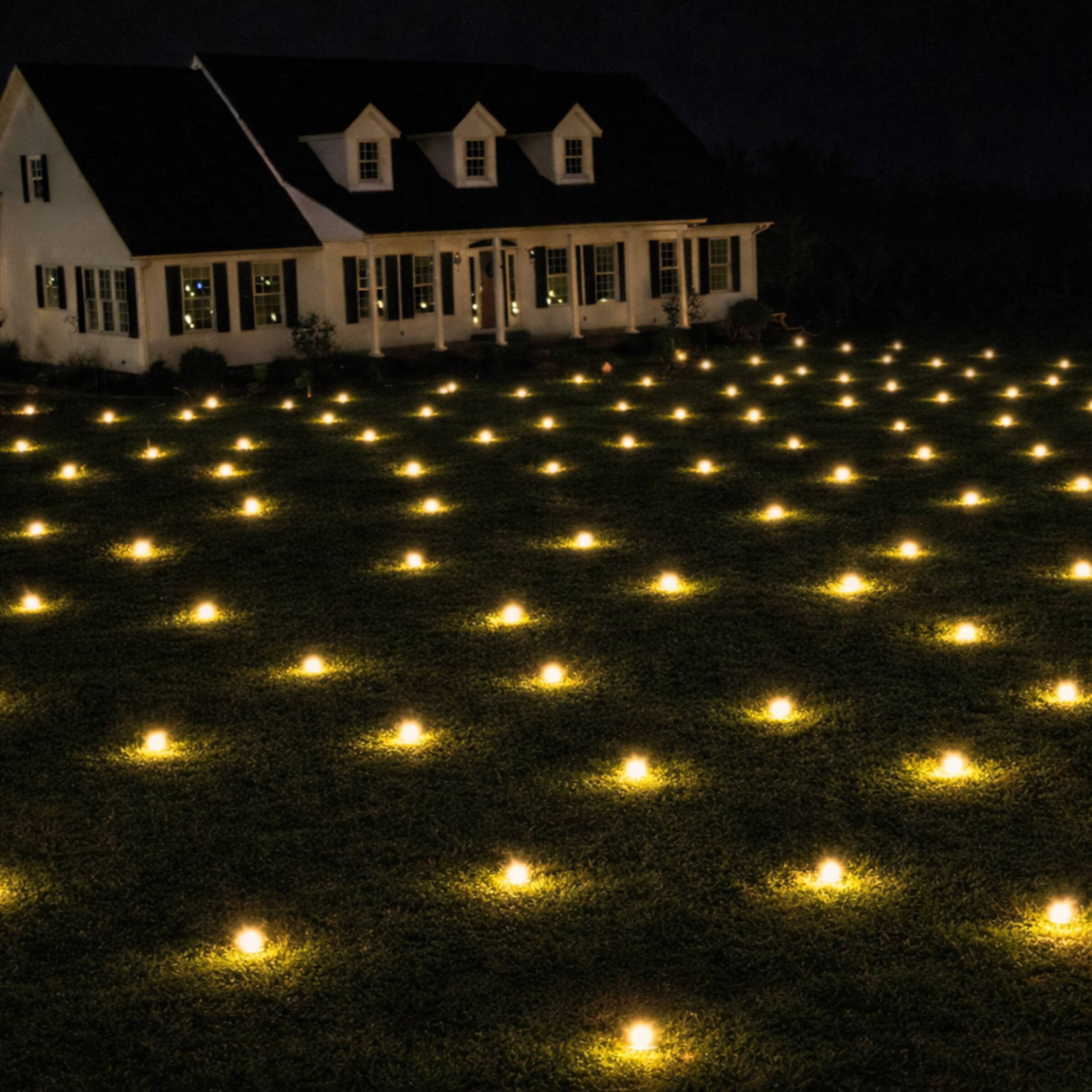Front. Lawn Lights - Lawn Lights, Covers Entire Lawn, Outdoor LED Christmas String Lights for Yard, 50WW06, Warm White, 1568 Square Feet/Set - Warm White.