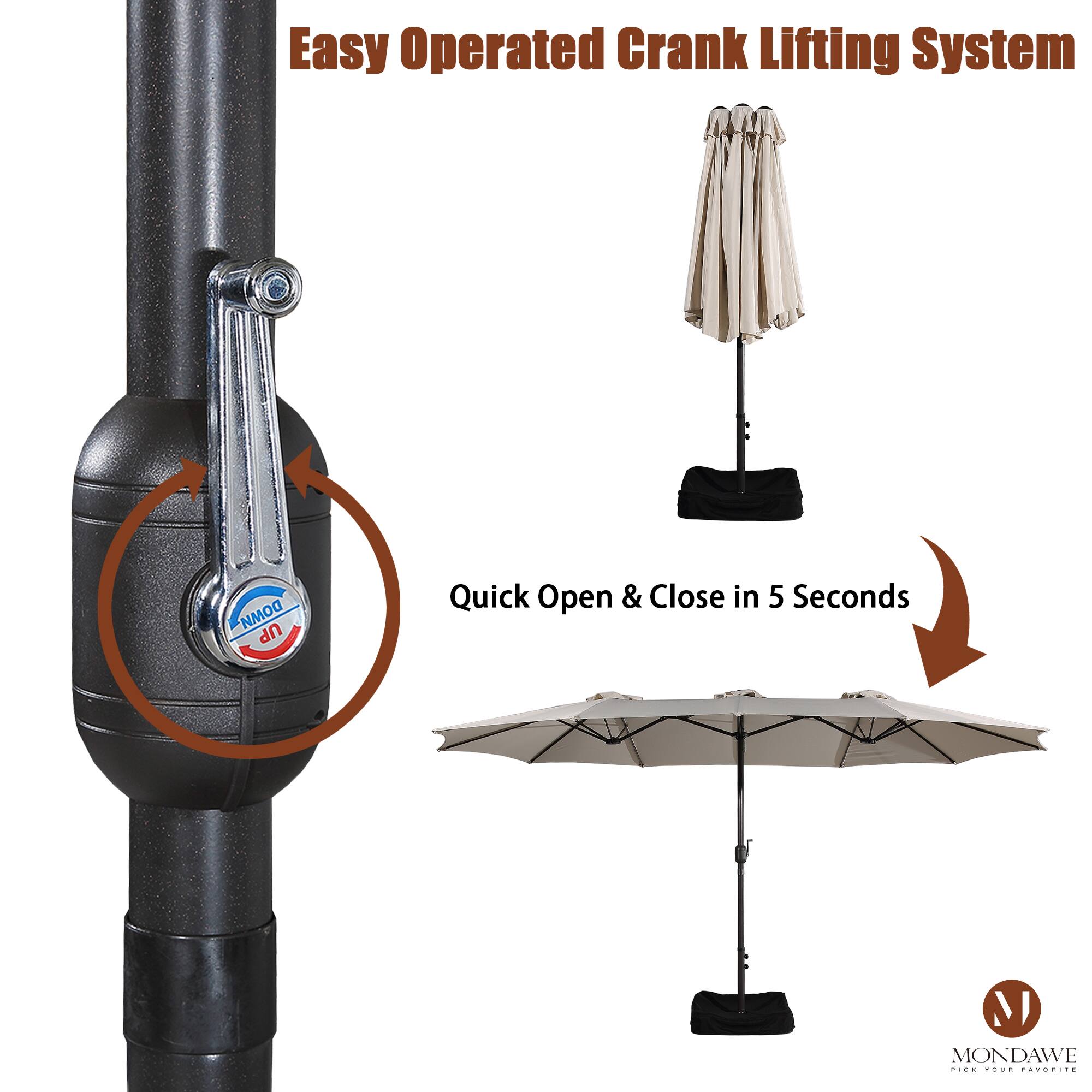 Easy Operated Crank Lifting System  
Quick Open & Close in 5 Seconds  

MONDAWE