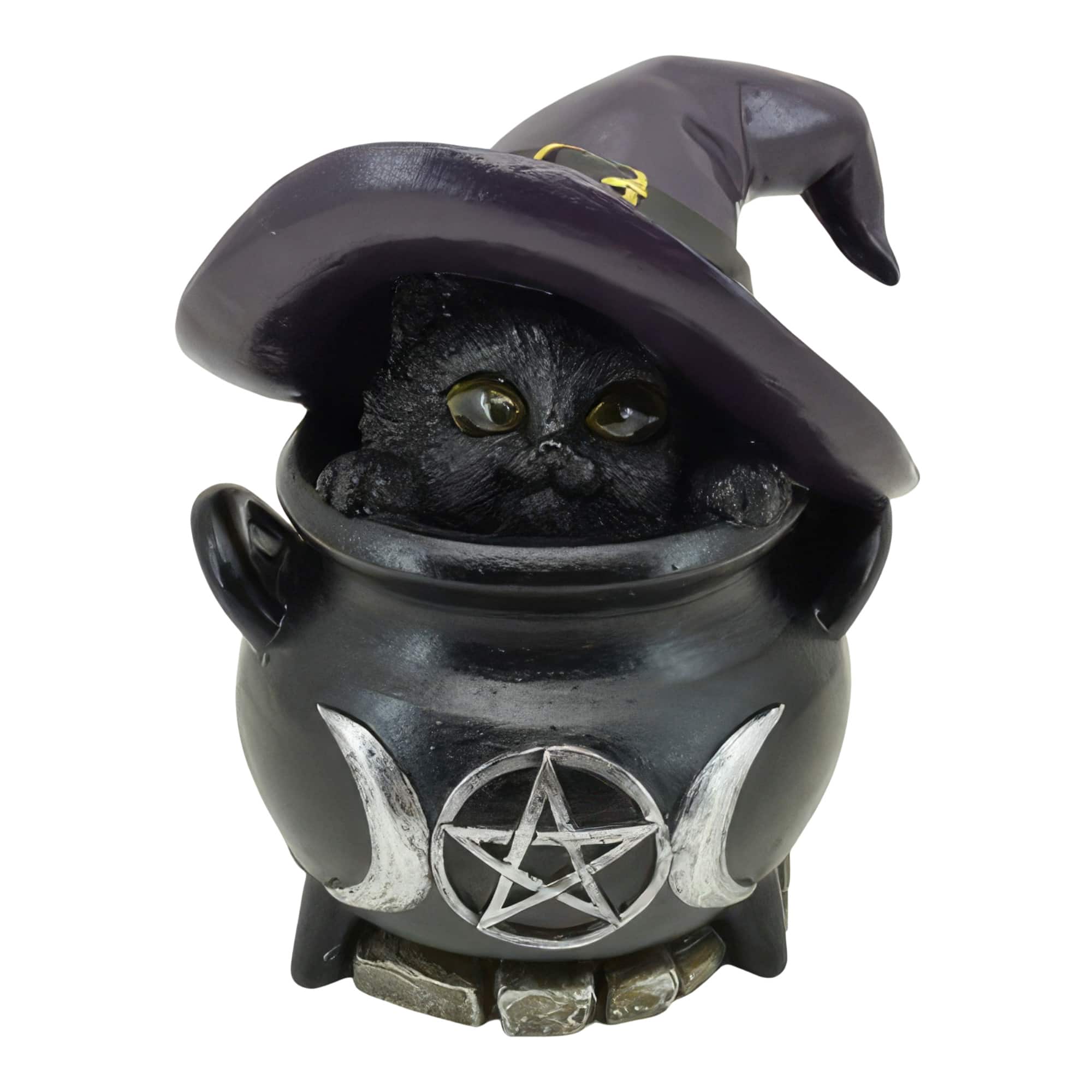 FC Design - 5.75"H LED Cat in Cauldron Figurine Statue Office Desk Tabletop Home Decor Gift - Multi-Color