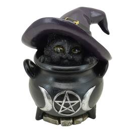 FC Design - 5.75"H LED Cat in Cauldron Figurine Statue Office Desk Tabletop Home Decor Gift - Multi-Color